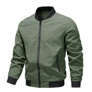 Xysaqa Men's Fashion Pattern Lightweight Bomber Jacket for Men Big \u0026 Tall Casual Fall Full Zip Up Flight Jackets with Pockets M-5XL Army Green